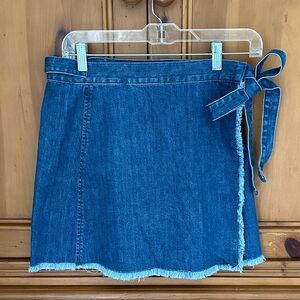 Madewell Women’s Sz 2 Raw Hem Mini Wrap Skirt In Cardiff Wash School Work NWOT